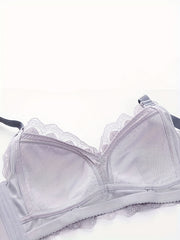 Wireless Lace Bra Breathable Scallop Trim Women's Lingerie