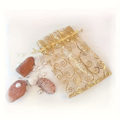 100pcs Golden Organza Bags Drawstring Printed Jewelry Gift Bags