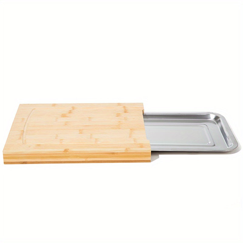 Bamboo Cutting Board With Tray Sliding Out Chopping Board Fruit Cutting Board
