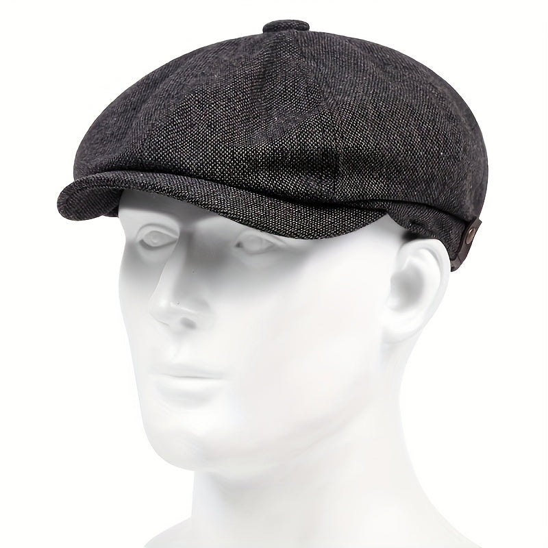 Men's Plaid Newsboy Hat Sunscreen Beret for Outdoor Use