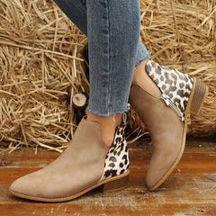 Chunky Heeled Ankle Boots V Cut Zipper Chelsea Boots Women's