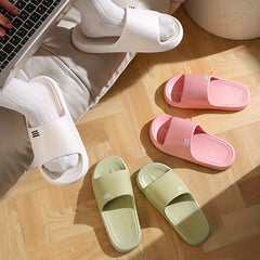 Women's Striped Soft Sole Pillow Slides Non-slip Bathroom Shoes