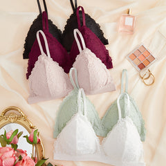 5pcs Lace Wireless Bras Comfortable Intimates Bra Women's Lingerie