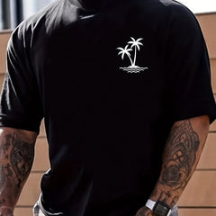 Coconut Palm Island Print Men's Graphic Crew Neck T-shirt