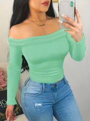Off Shoulder Slim Sweater Long Sleeve Casual