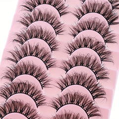 10 Pairs Dramatic Long False Eyelashes Natural Reusable Extensions