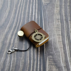 Adorable Cowhide Travel Sketchbook with Clasp Loop and Pendant