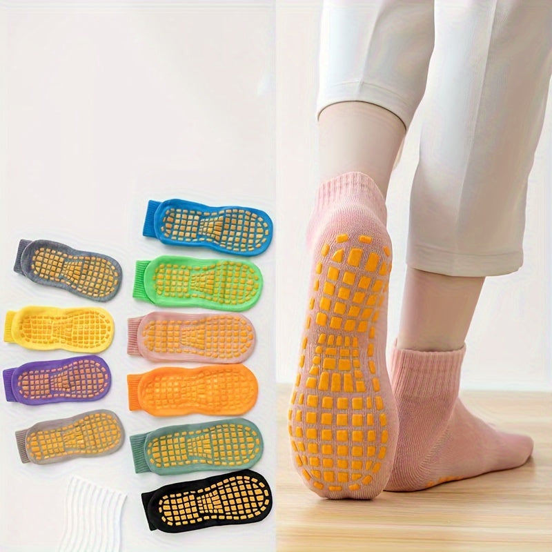 3 Pairs Anti-slip Trampoline Yoga Floor Socks Mid-tube Non-slip Socks