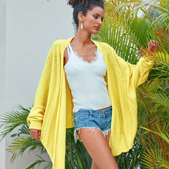 Vacay Cardigan Women's Plus Solid Bat Sleeve Open Front
