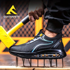 CEATSAFETV Men's Steel Toe Work Shoes Puncture Proof Anti skid Sneakers