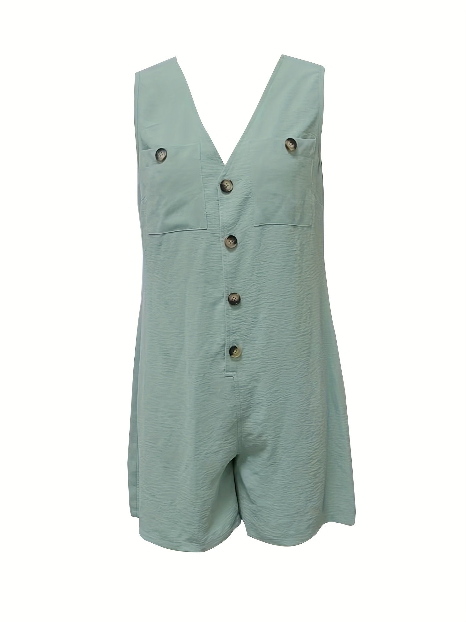 Minimalist Wide Leg Cami Romper Buttoned Sleeveless Overalls Jumpsuit