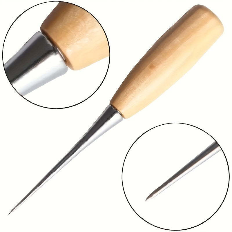 Awl Tool Wooden Handle Scratch Awl Tool Pin Punching For Leather Sewing Craft