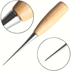 Awl Tool Wooden Handle Scratch Awl Tool Pin Punching For Leather Sewing Craft