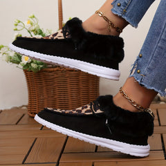 Leopard Slip On Low Top Round Toe Lace Up Casual Shoes