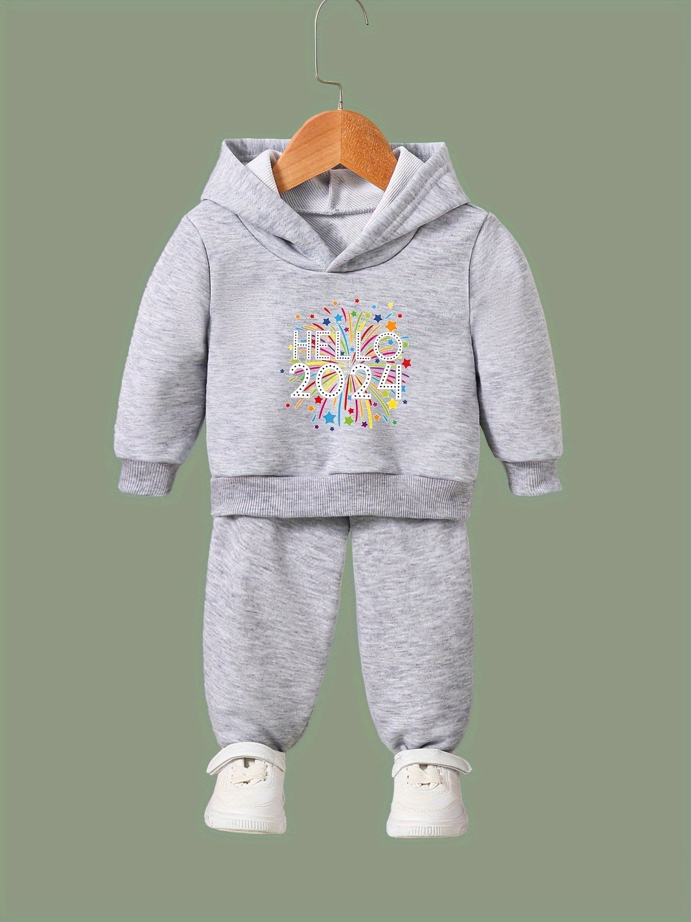 Kid's 2pcs Hello 51 41meter Print Outfit Girl's Sporty Clothes