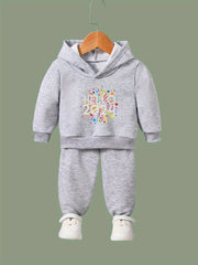 Kid's 2pcs Hello 51 41meter Print Outfit Girl's Sporty Clothes