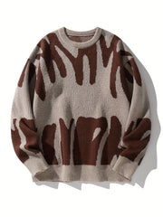 Men's Abstract Graphic Sweater Casual Pullover for Fall and Winter