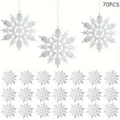 70pcs Christmas Snowflake Decorations for DIY Crafts