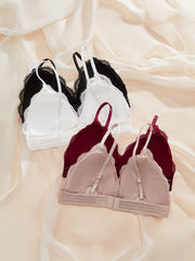 4pcs Lace Wireless Bras Comfy Intimates Bra Women's Lingerie