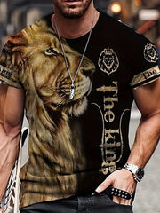 Men's Lion Graphic T Shirt Athletic 3D Print Crew Neck Tee