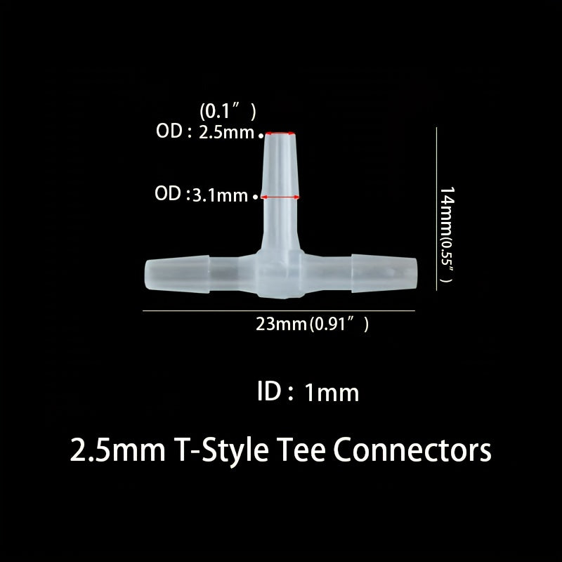 5pcs T Style Tee Connectors Hose Barb Fitting 3 Way Plastic Tubing Joint
