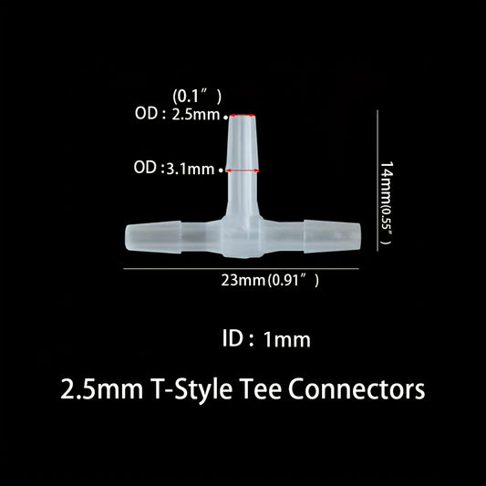 5pcs T Style Tee Connectors Hose Barb Fitting 3 Way Plastic Tubing Joint