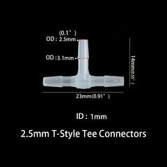 5pcs T Style Tee Connectors Hose Barb Fitting 3 Way Plastic Tubing Joint