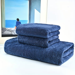 3pcs High Density Coral Fleece Towel Set Soft & Absorbent