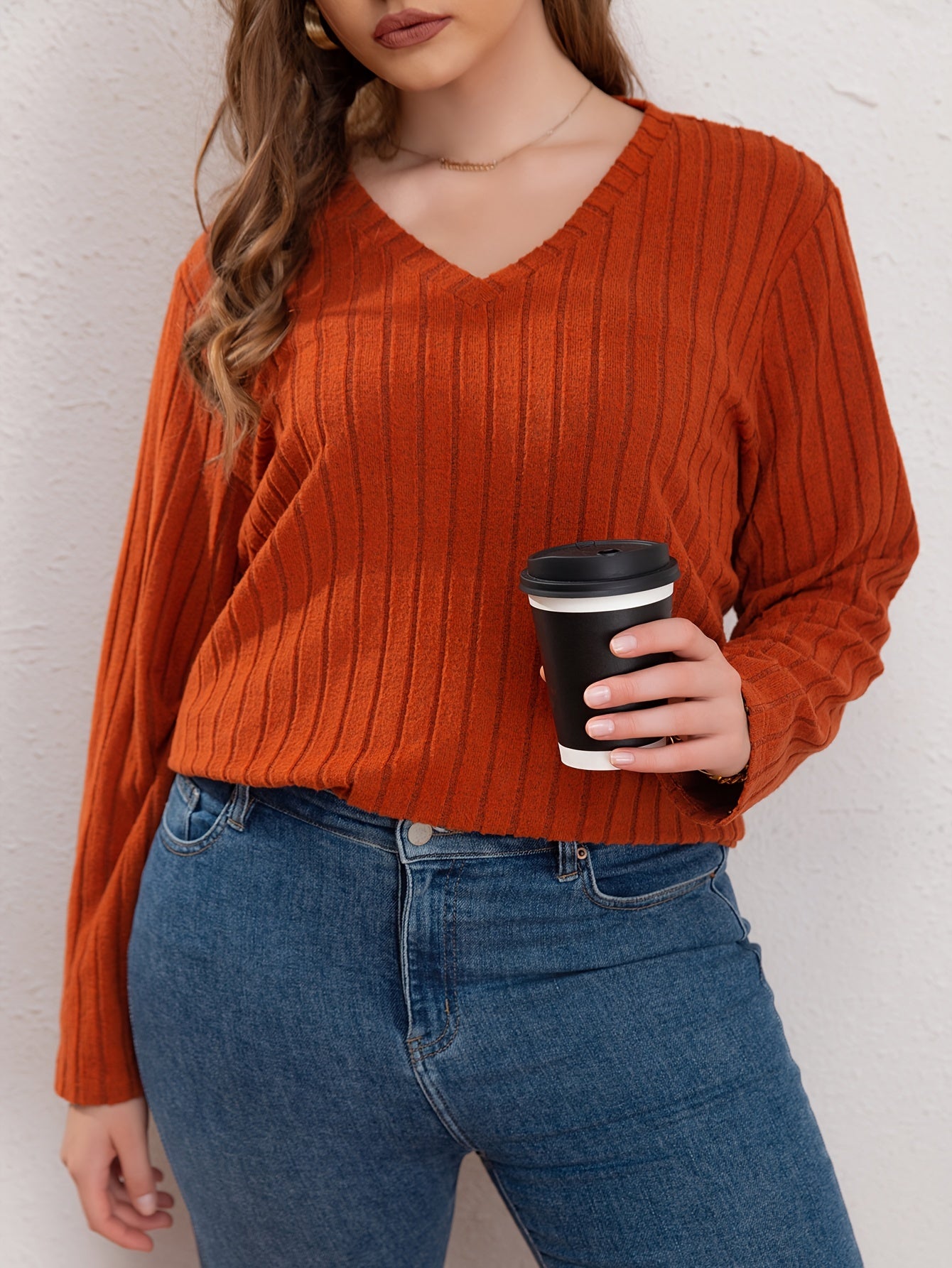 V Neck Long Sleeve Sweater