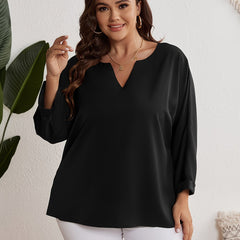 Solid Batwing Sleeve Casual Blouse Loose Fit Top