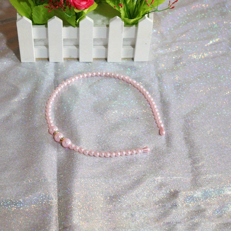 Pearl Inlaid Diamond Children's Headband Princess Style Hairband For Girls
