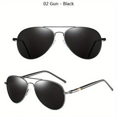 Men's Mixed Alloy Polarized Sunglasses Vintage Pilot Sun Glasses