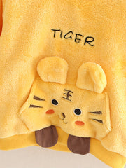 Boy's Tiger Embroidery Fleece Flannel 2pcs Set