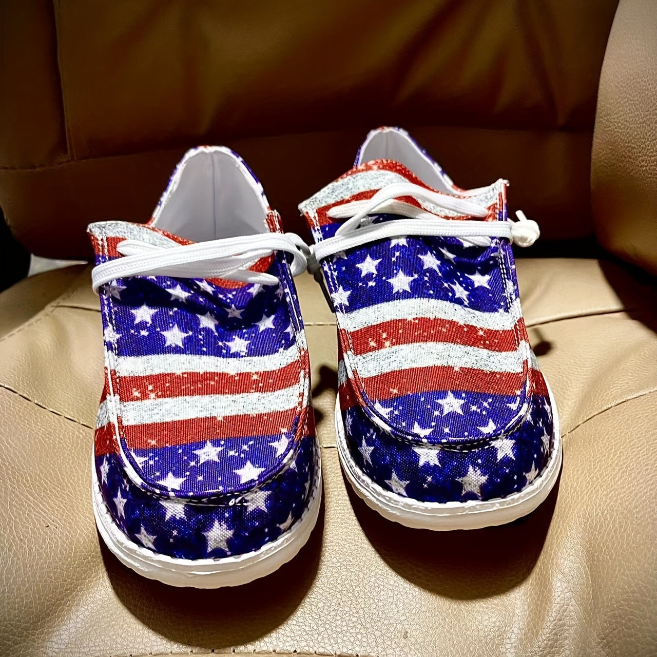 Women's Star & Striped Canvas Shoes Lace Up Lightweight Outdoor Shoes