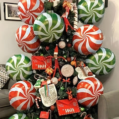 8pcs Red And Green Windmill Balloons for Candy Wonderland Christmas Party