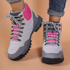 High Top Wear Resistant Hiking Boots Lace Up Thick Sole Trekking Shoes