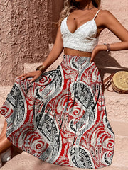 Floral Print Elastic Waist Skirt for Spring & Summer