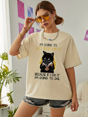 Cat Graphic Tee Summer Round Neck Casual T-shirt