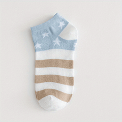 5 Pairs Striped & Star Print Ankle Socks Women's Stockings