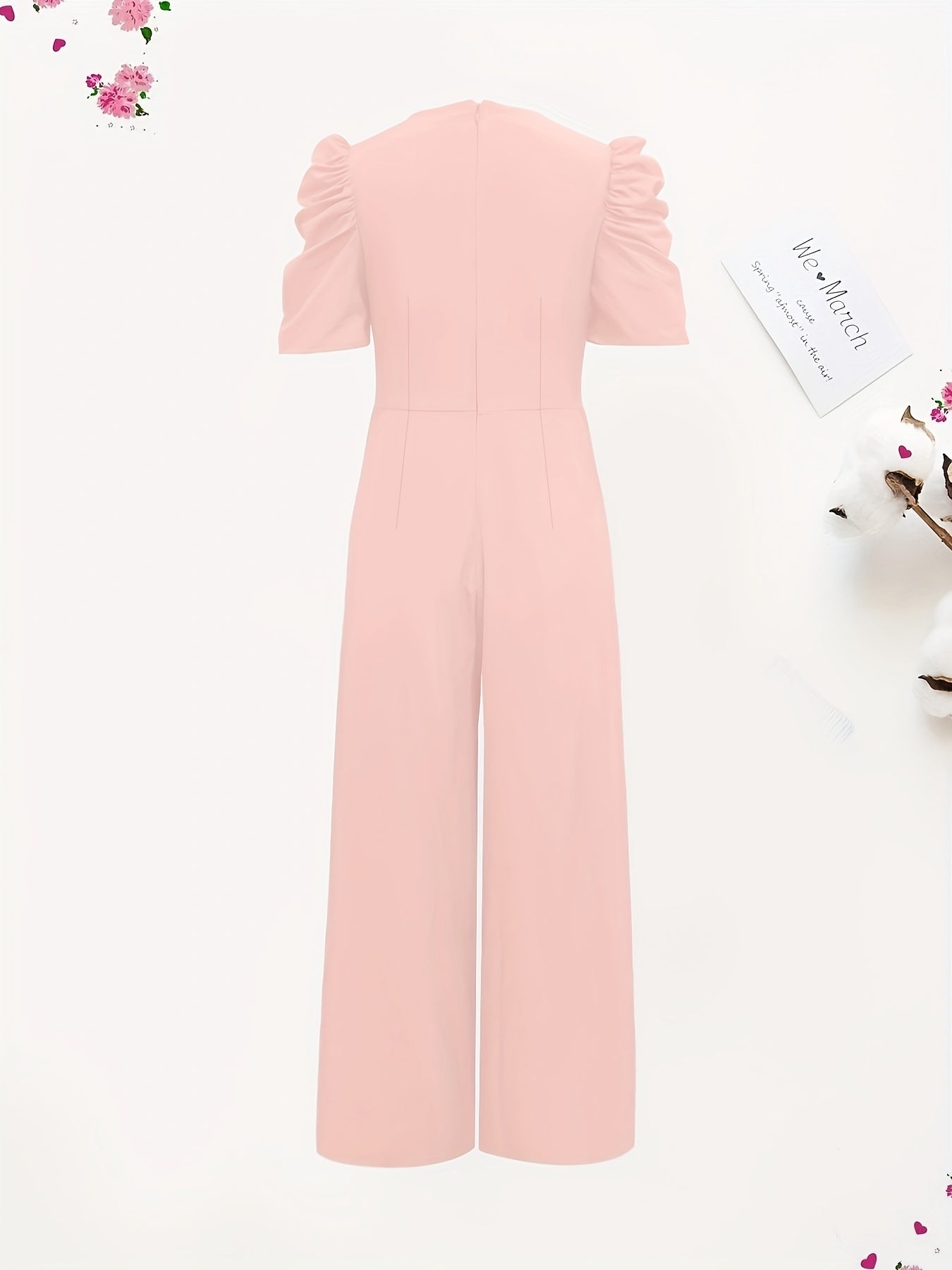 Sexy Plunging Neck Jumpsuit Ruched Short Sleeve Women's Clothing