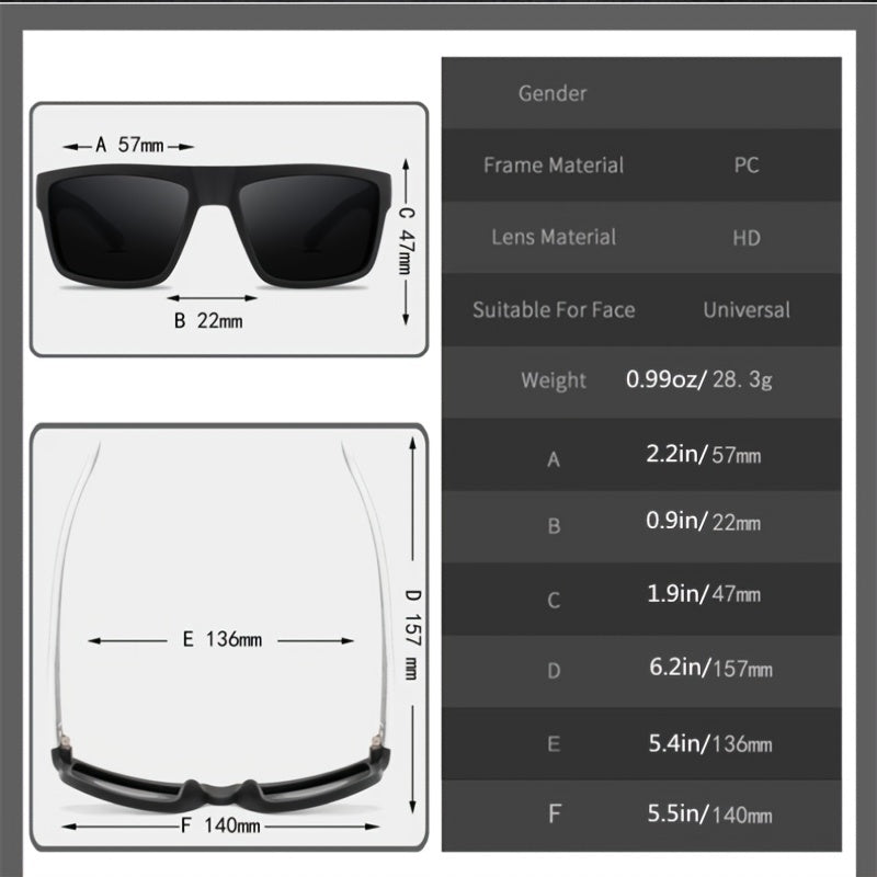 Men's Square Polarized Sunglasses UV400 Goggles