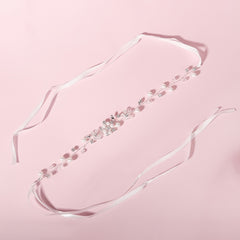 Faux Pearl Rhinestone Streamer Hairband Headband Silvery Decorations Tiara