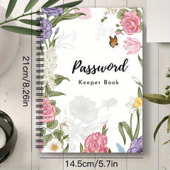 Pink Floral Spiral Password Notebook Logbook 1pc