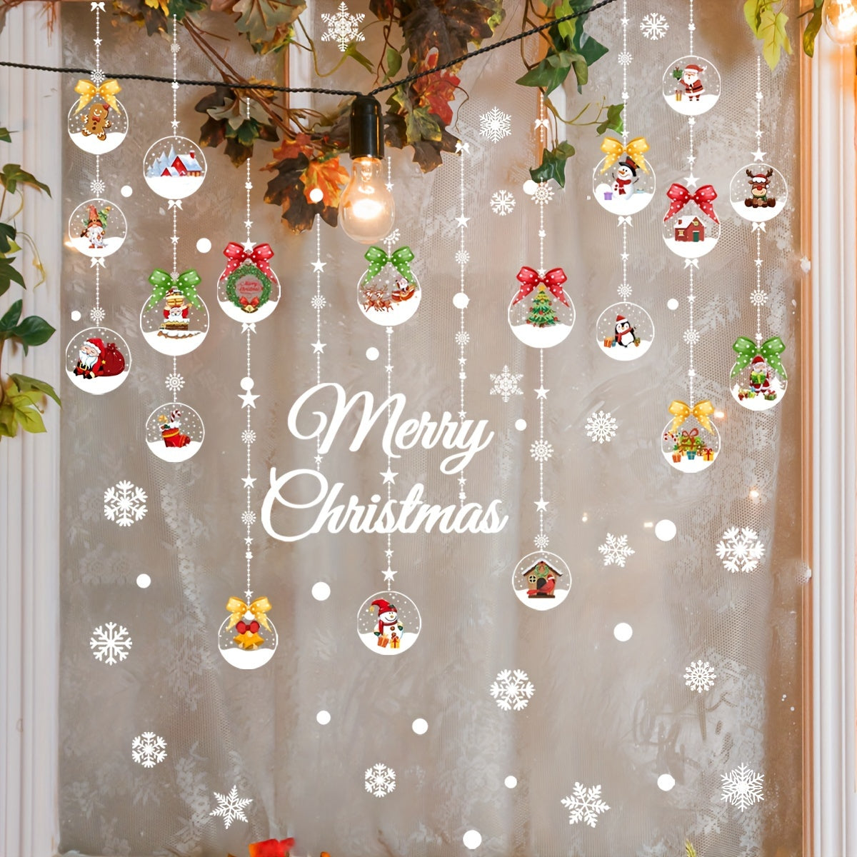 Christmas Tree Snowflake Glass Sticker - Bedroom Furniture Decor