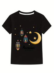Kids Ramadan Kareem T Shirt Breathable Casual Top For Boys Girls Children