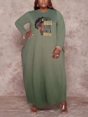 Cartoon Figure Print Long Sleeve Casual Dress