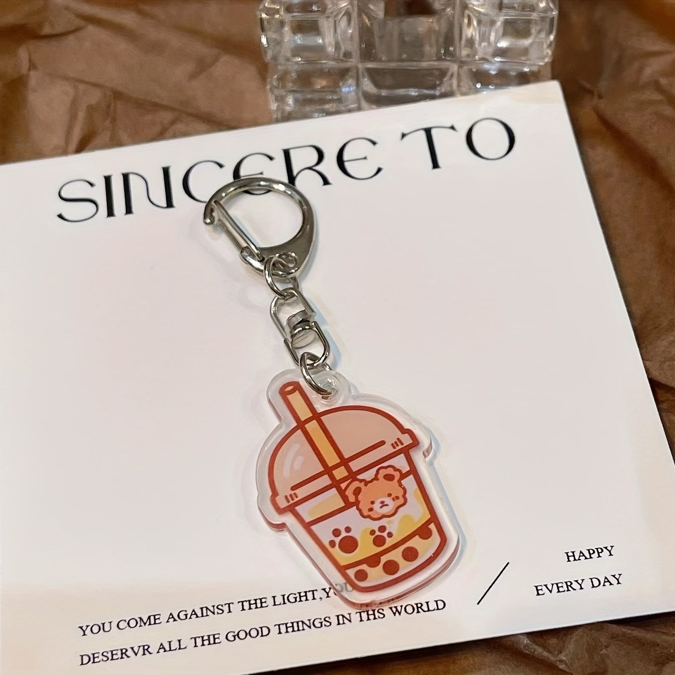 Acrylic Keychain For Girls Double Sided Transparent Student Bag Accessories