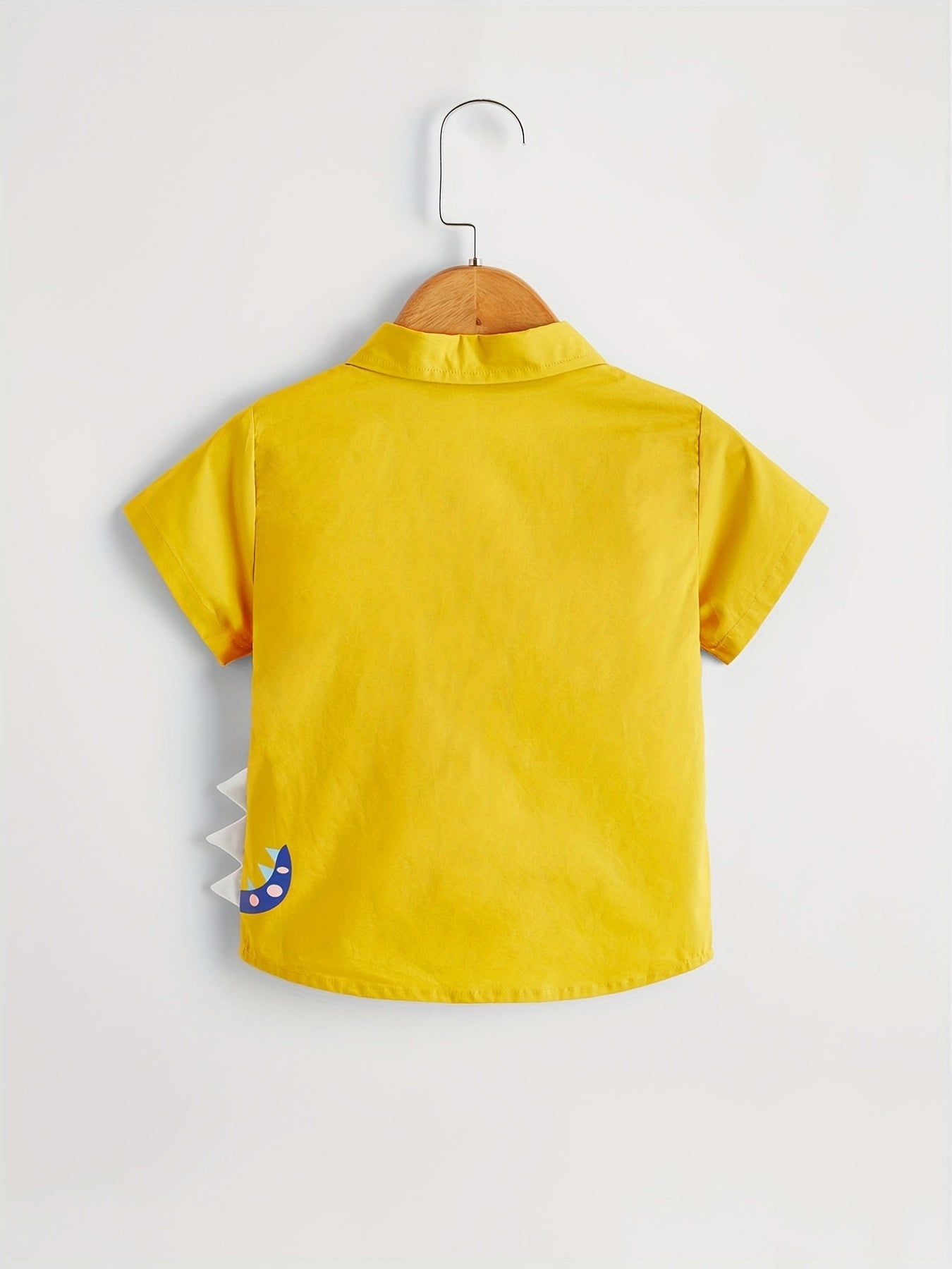 Boys Dinosaur Print Collar Shirt Short Sleeve Tops for Kids Summer