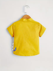 Boys Dinosaur Print Collar Shirt Short Sleeve Tops for Kids Summer