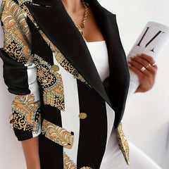 Colorblock Graphic Print Boho Blazer